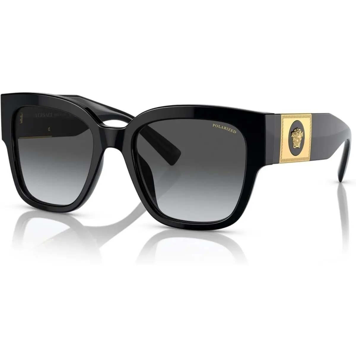 VE 4437U GB1/T3 Black Polarized Sunglasses Grey Gradient Lens by Versace