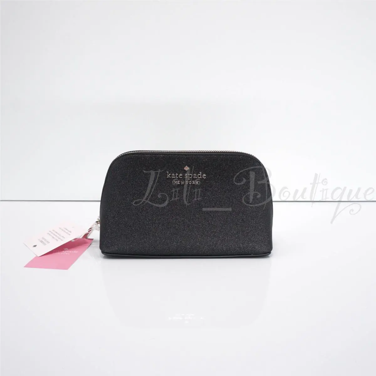 Kate Spade K9263 Shimmy Glitter Small Cosmetic Case Makeup Pouch Black