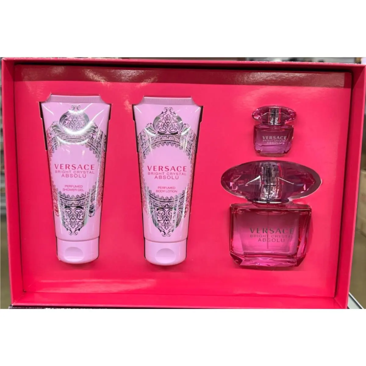 Versace Bright Crystal Absolu by Versace 4 Piece Gift Set - 3.4 OZ Perfume