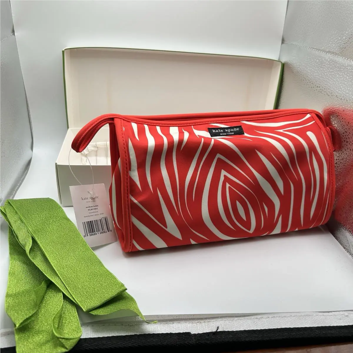 Kate Spade Utility Bag W/ Ribbon Strap Tangerine Tropical Floral Style