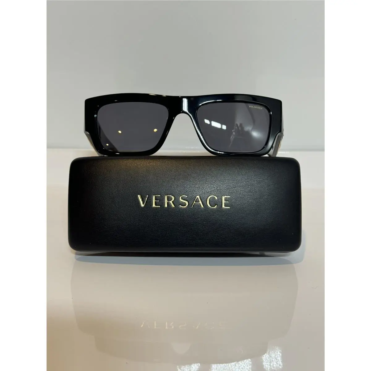 Versace 4416U GB1/87 Black Chunky Square Polarized Sunglasses 53mm