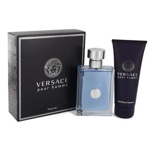 Versace Pour Homme Men 2 Pcs Set 3.4 oz 100 ml Eau De Toilette Spray Shampoo