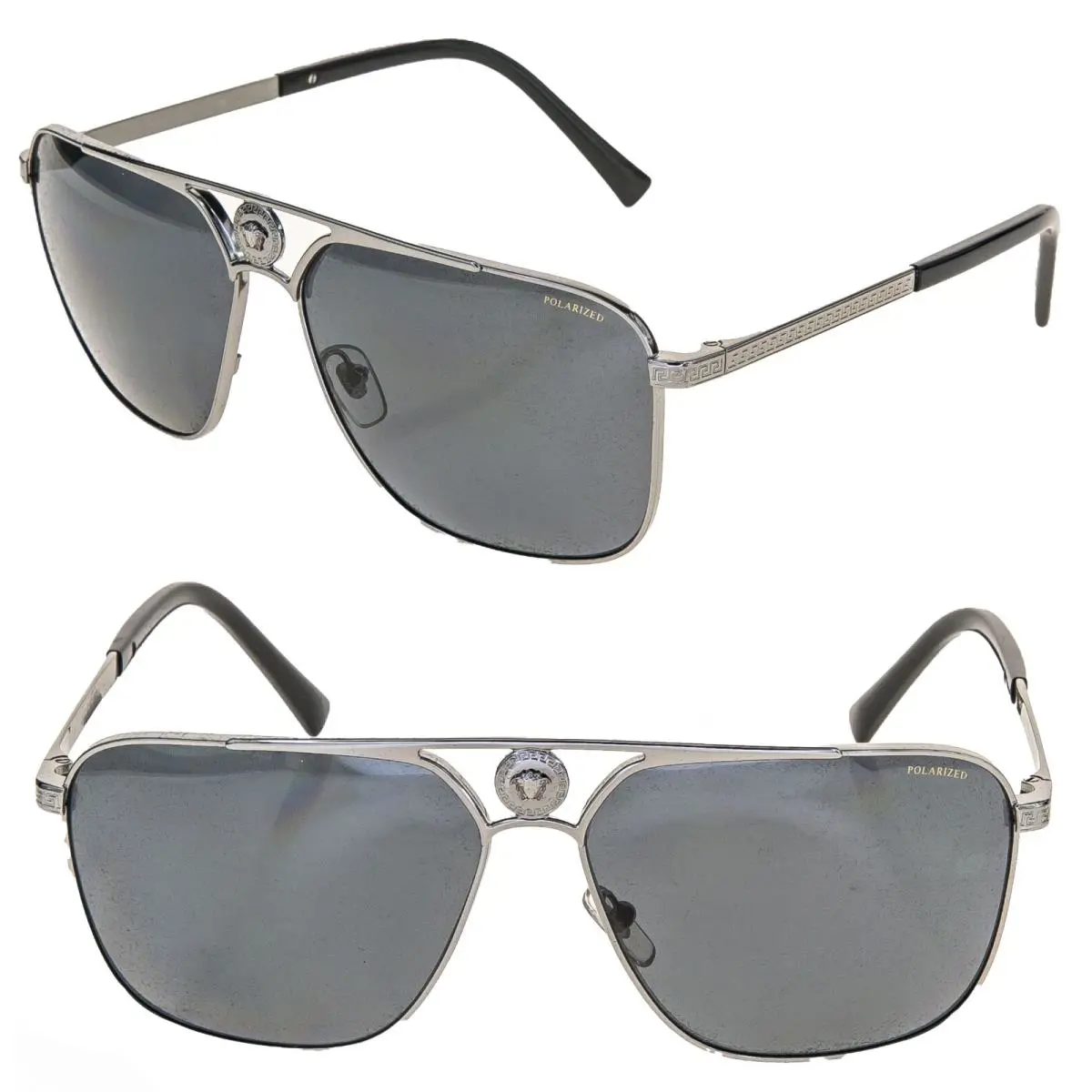 Versace Focus Pilot Medusa 2238 Gunmetal VE2238 Aviator Polarized Sunglasses