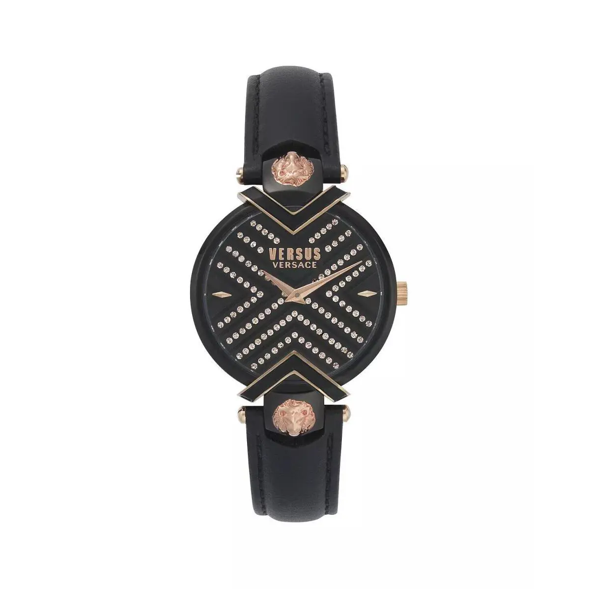 Versus Versace Womens Mabillon Two-tone Black Leather Strap Watch 36mm