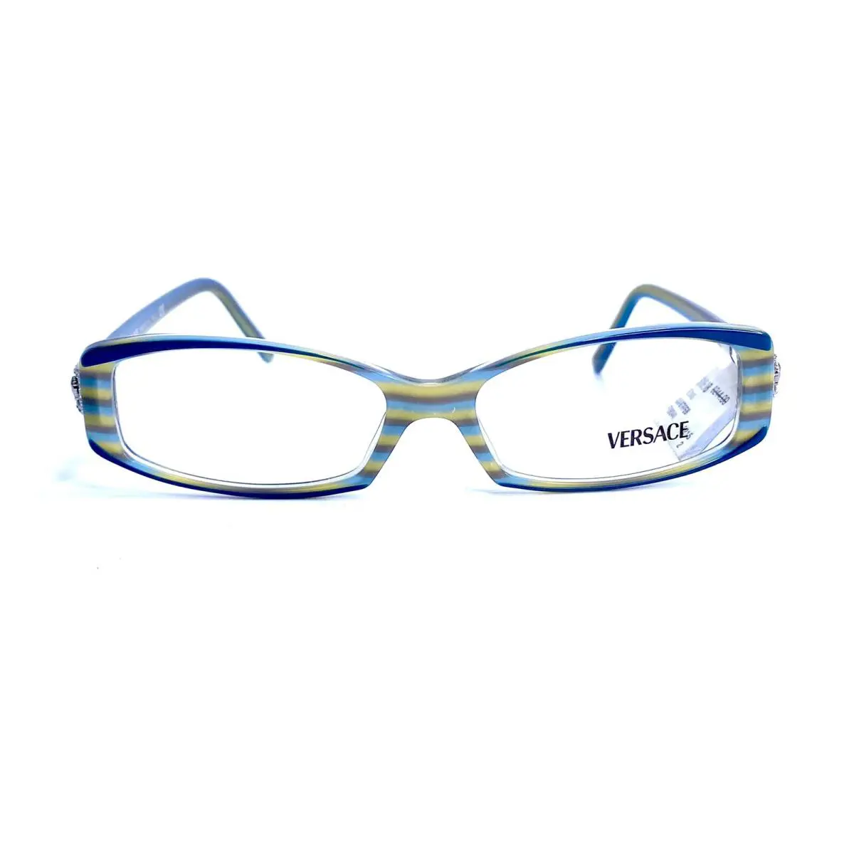 Versace Blue Rectangular Eyeglasses Medusa Temple Italy MOD3040-B 52 15 130