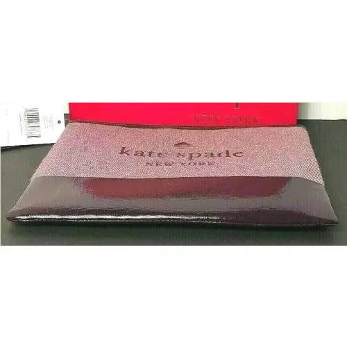 Kate Spade Large Tassel Pouch Ash Street Logo Deep Plum WLRU5328 New