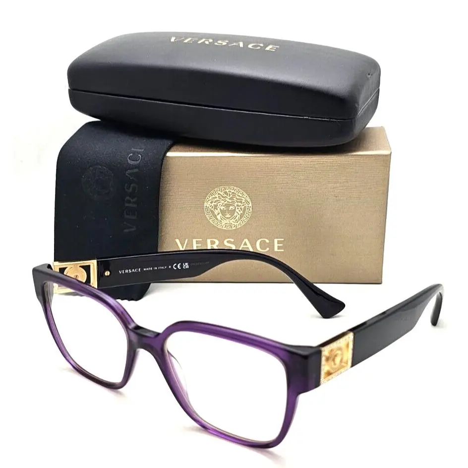 Versace Eyeglasses Mod. 3329-B 5384 52-17 145 Plum Black Frames W/crystals
