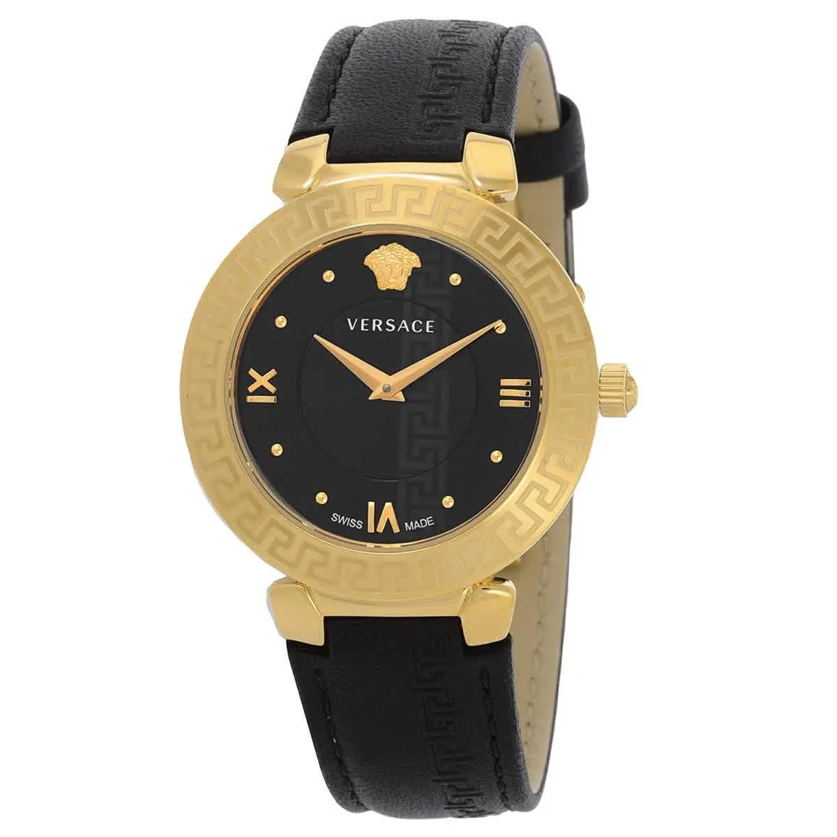 Versace Daphnis Quartz Black Dial Ladies Watch V16050017 - Black, Dial: Black, Band: Black
