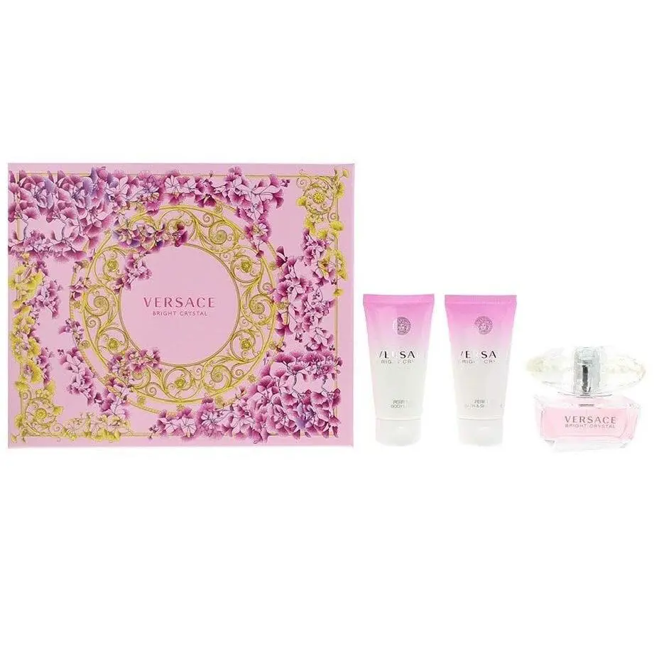 Versace Bright Crystal 3 Pcs Gift Set For Women 1.7 oz Edt Spray + Lotion + Gel