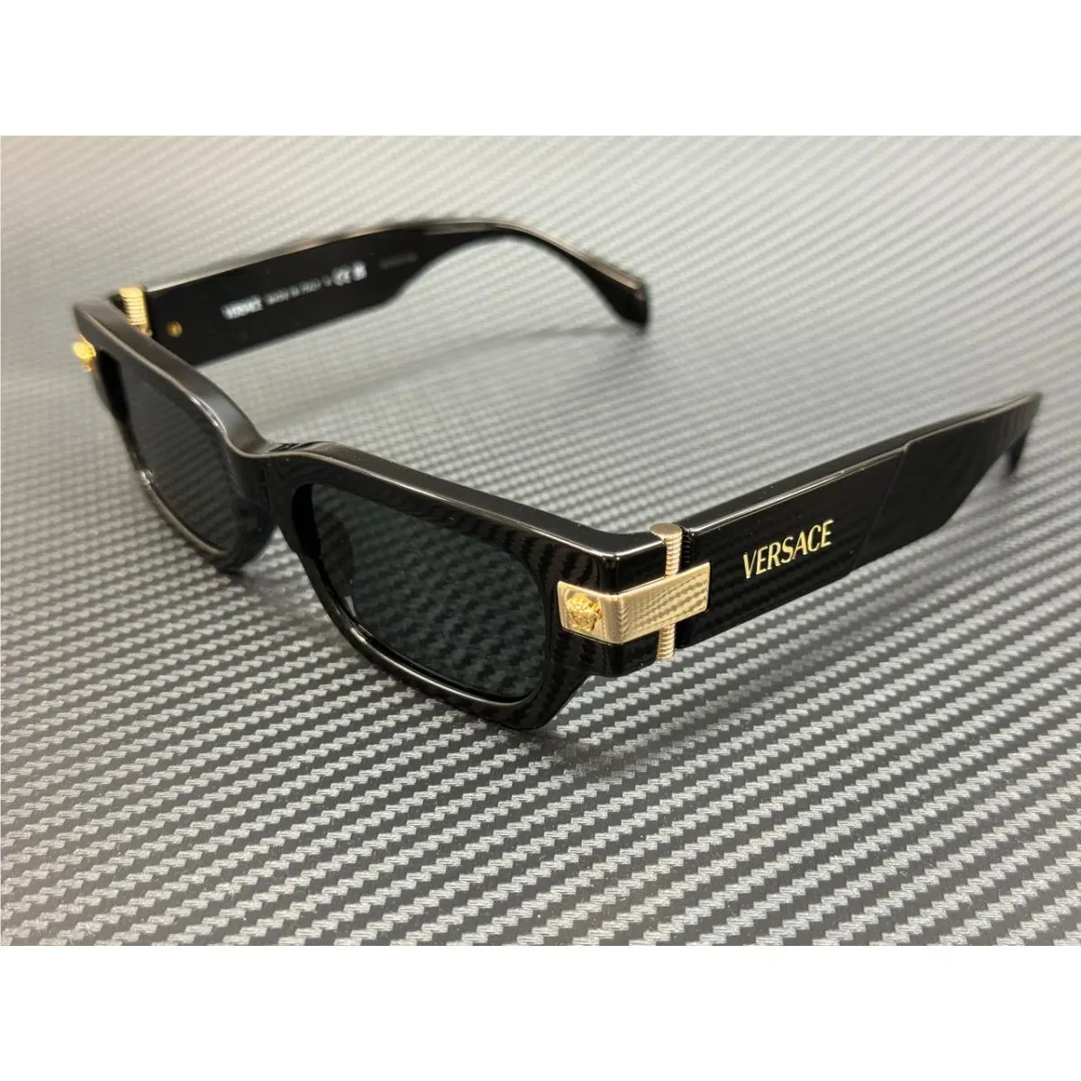 Versace VE4465 GB1 87 Black Grey Men`s 53 mm Sunglasses