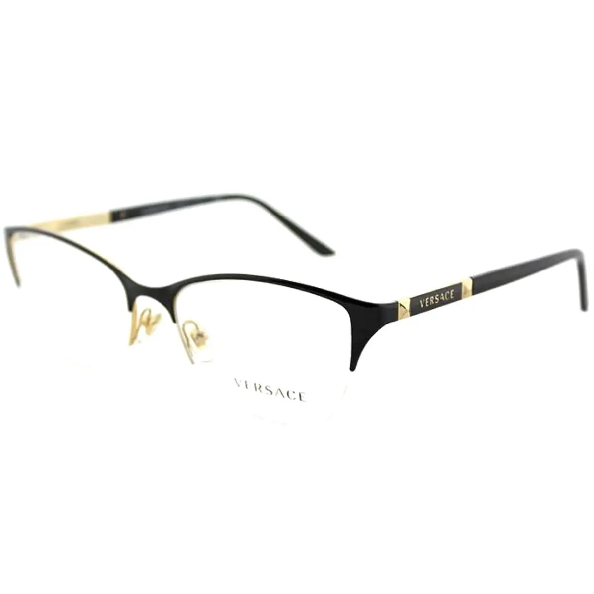 Versace Rx-able Eyeglasses Mod. 1218 1342 53-17 Black Gold Cat Eye Frames