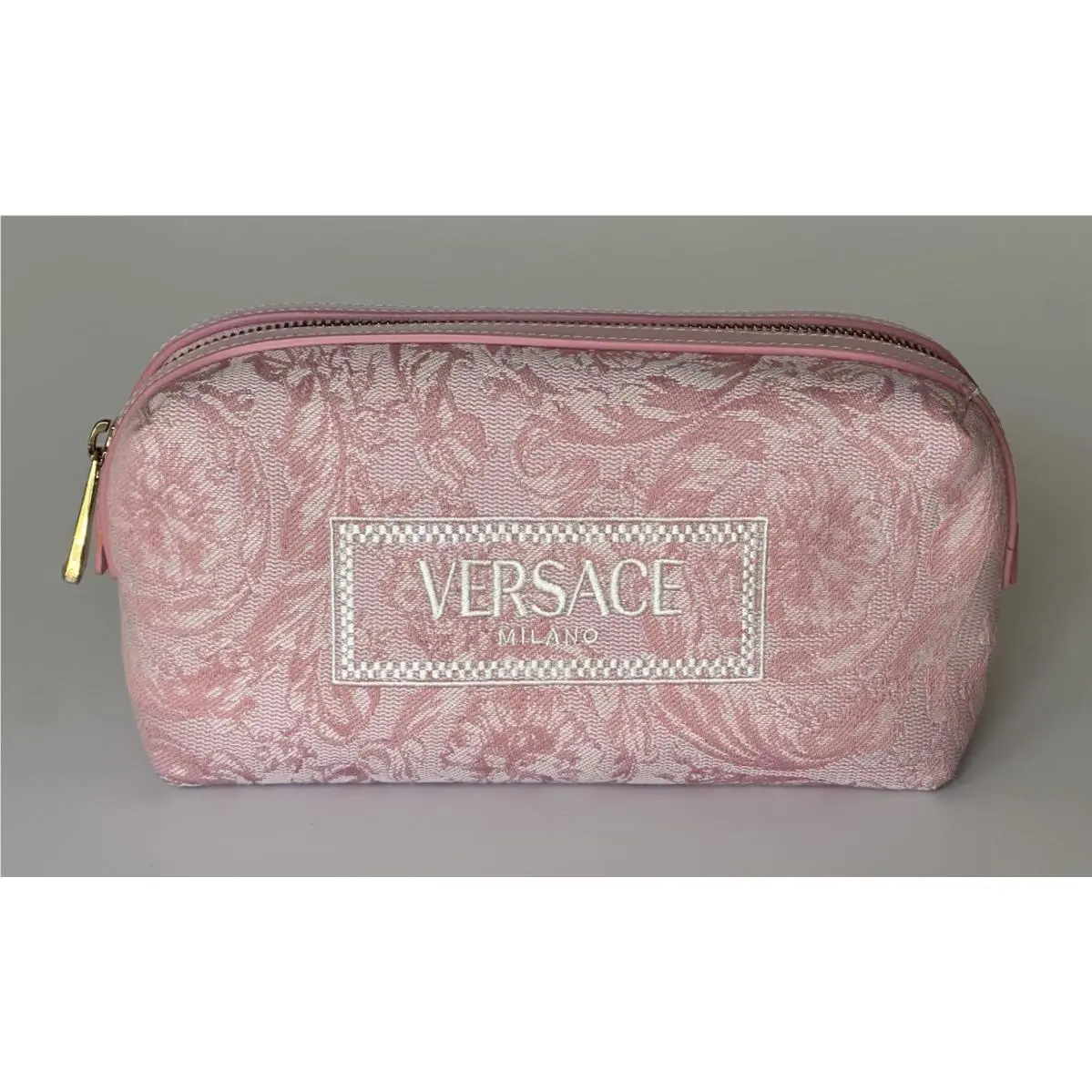 Fabric Barocco Jacquard Light Pink Beauty Pouch 1013925 by Versace