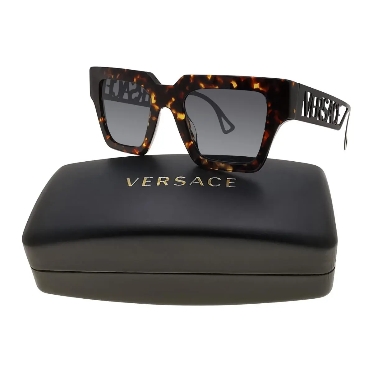 Versace Logo Cut-out Sunglasses VE4431 5148/87 Tortoise/black Temples Women`s