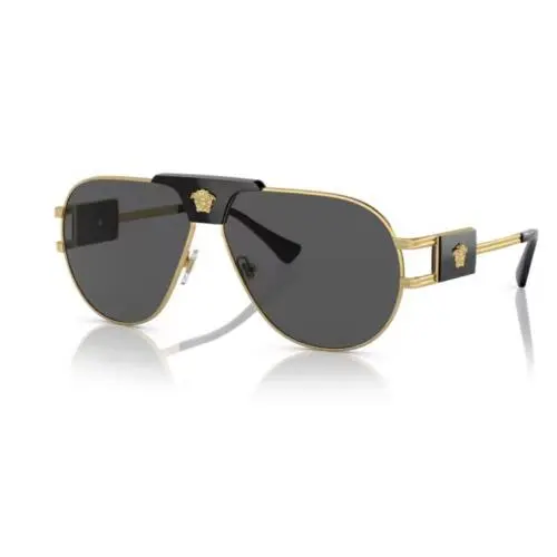 Versace 0VE2252 100287 Dark Grey / Gold Oval Shaped Men`s Sunglasses