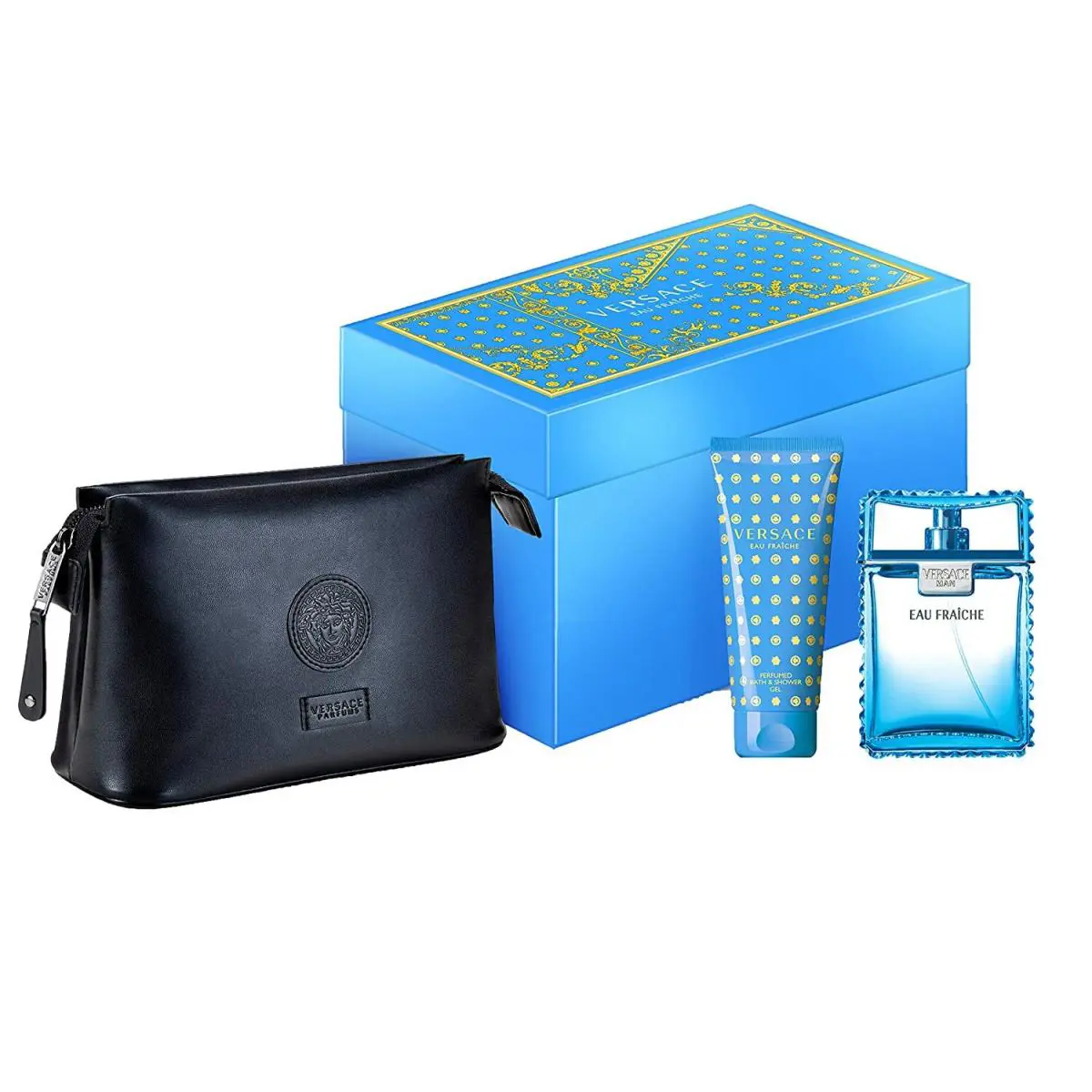 Versace Eau Fraiche Travel Set 3 Pcs 3.4 OZ Edt Spray 3.4 OZ S/g Travel Bag Men