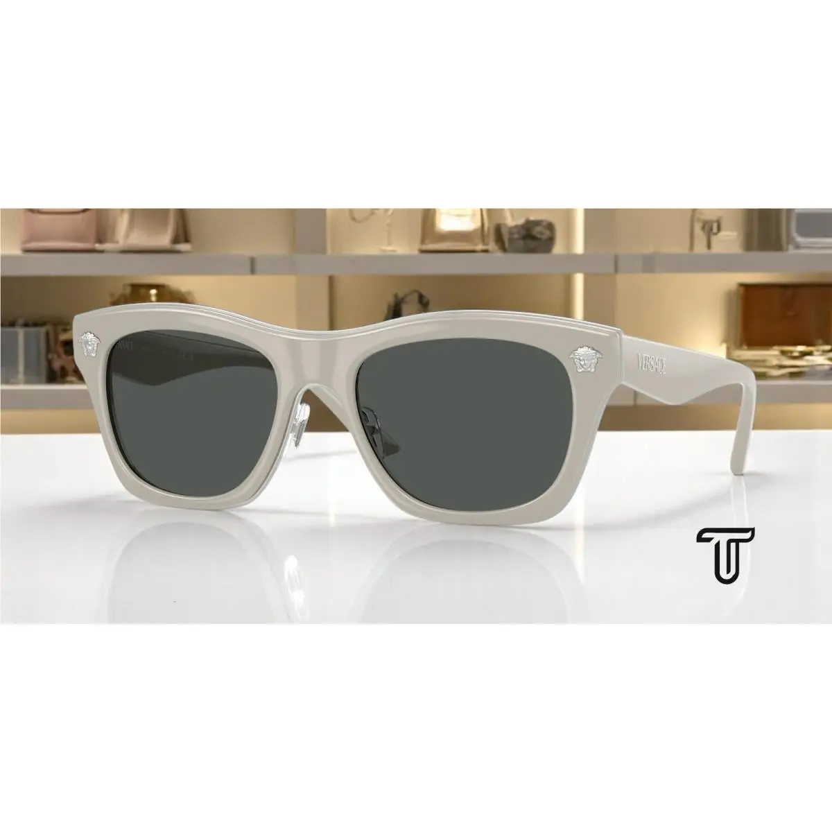 Versace VE2272 549387 Light Grey Dark Grey 53 mm Men`s Sunglasses