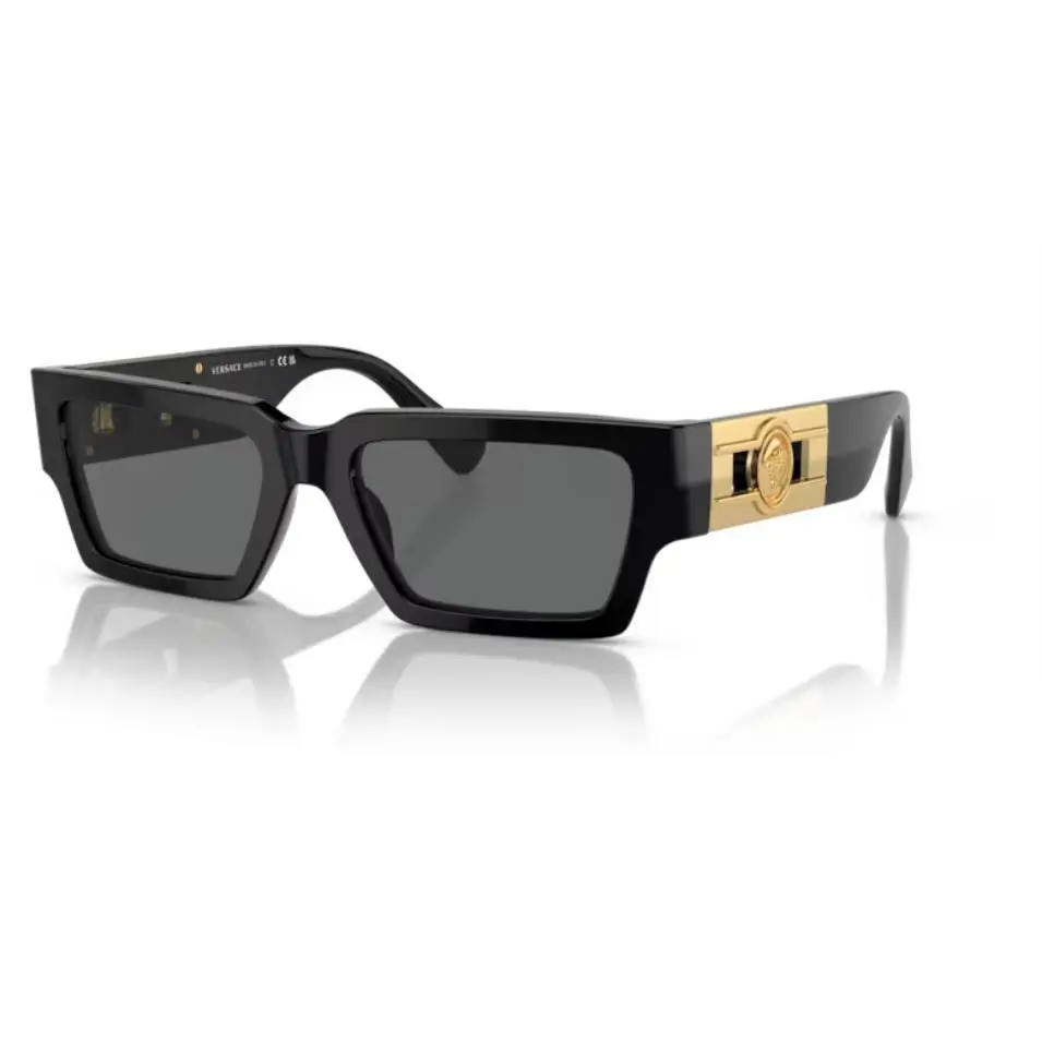 Versace 0VE4459F GB1/87 Black/dark Grey Rectangular Men`s Sunglasses