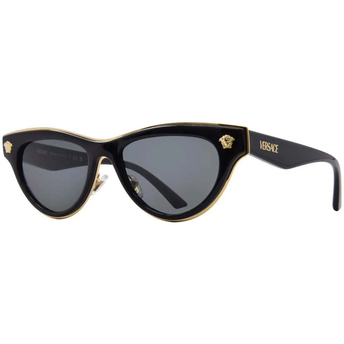 VE2273 GB1/87 Sunglasses Women`s Black/dark Grey Lenses Cat Eye 52mm by Versace