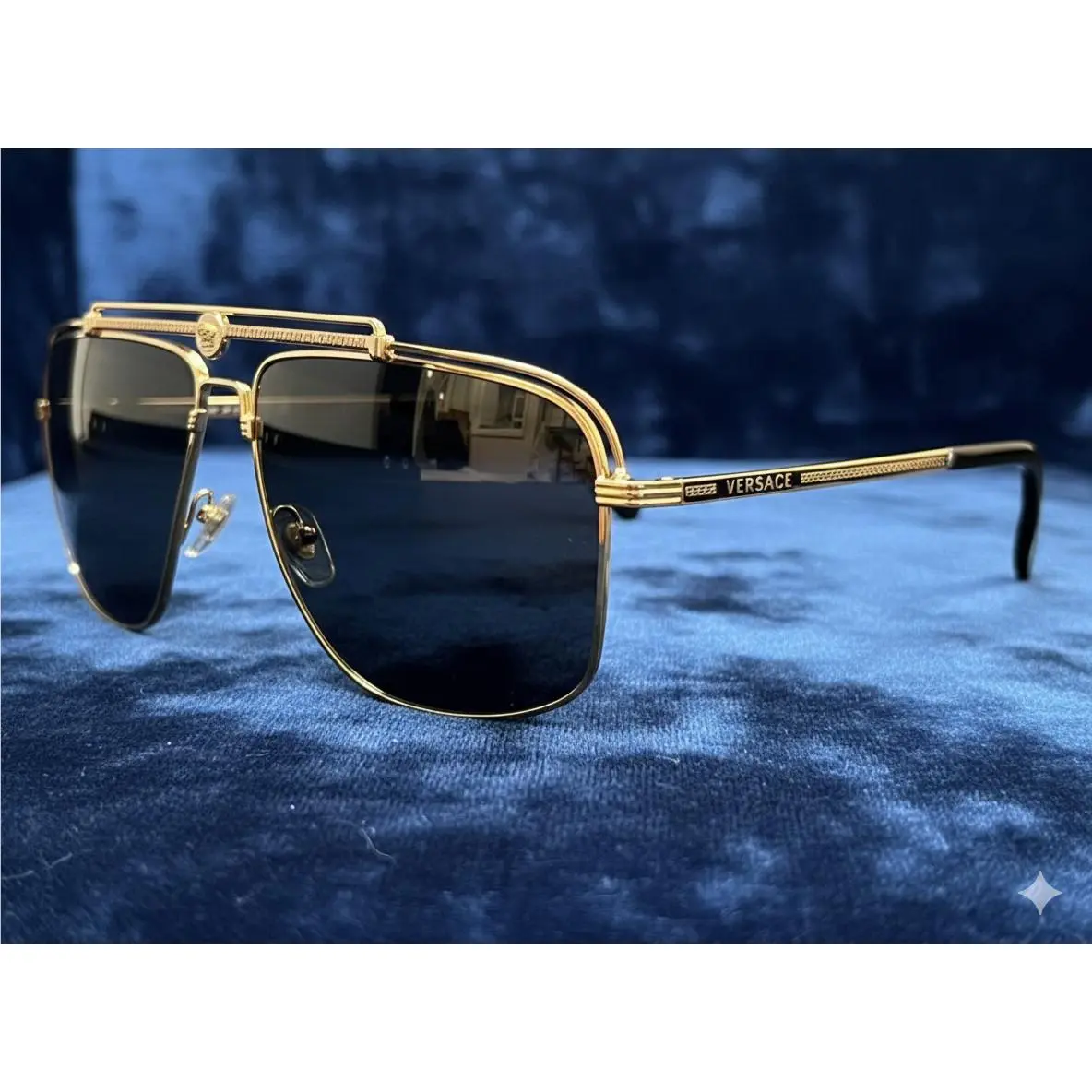 Versace VE2242 100287 Gold Rectangle 61 mm Men`s Sunglasses