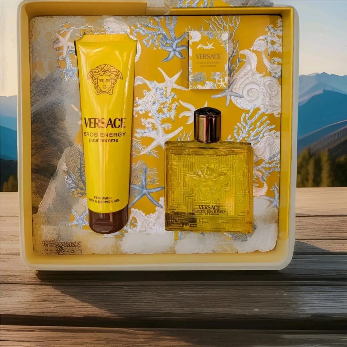 Versace Eros Energy 3-Piece Gift Set Edp For Men 3.4 Fl. Oz. + Mini+ Shower Gel