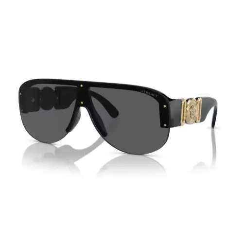 Versace VE 4391 GB1/87 Black Plastic Shield Sunglasses Grey Lens
