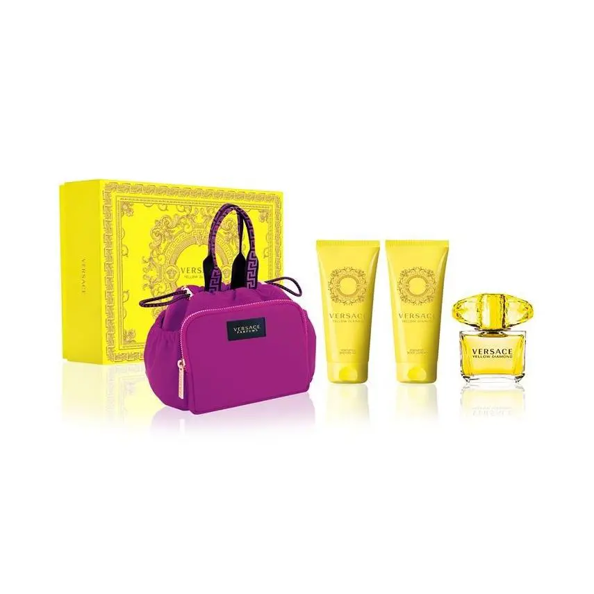 Versace Yellow Diamond 4pc 3oz Edt + 3.4oz Shower Gel + 3.4oz Body Lotion + Bag