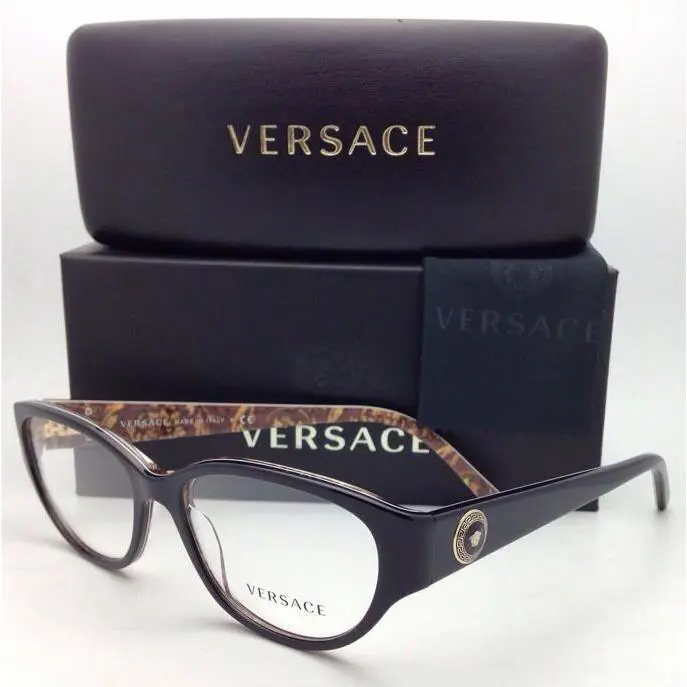 Versace Eyeglasses VE 3183 5082 54-16 140 Black Baroque Frame w/ Demo Lens