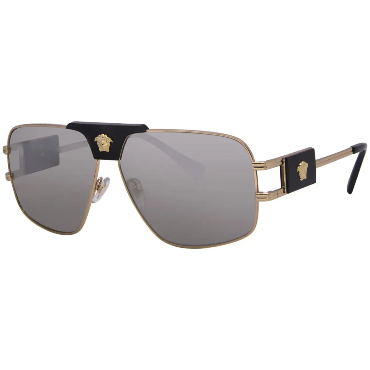 VE2251 10026G Sunglasses Gold/light Grey Mirror Silver Pillow Shape 63mm by Versace