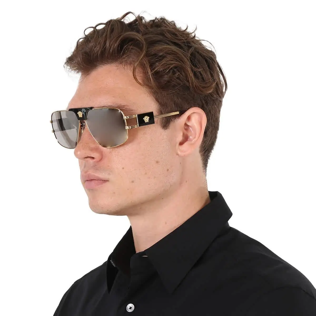 Grey Mirror Silver Navigator Men`s Sunglasses VE2251 10026G 63 by Versace