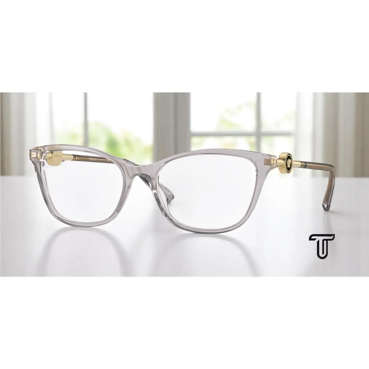 Versace VE3293 593 Transparent Grey Demo Lens 55 mm Women`s Eyeglasses