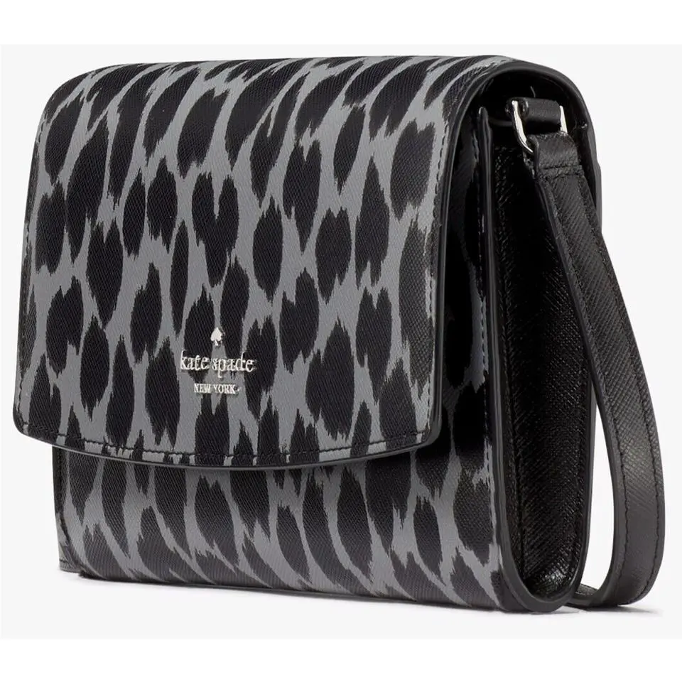 Kate Spade Perry Gray Leopard Flap Crossbody Bag Leopardo KE746