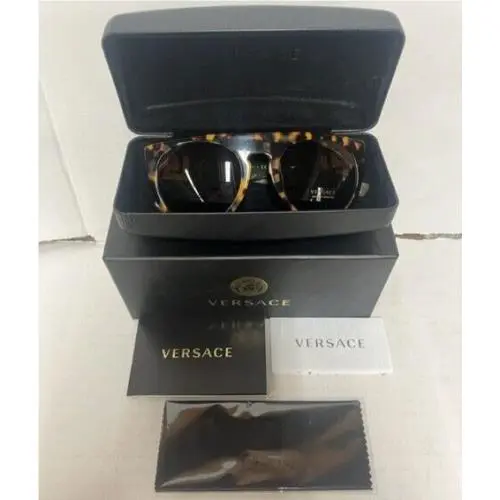 Versace Women`s Rectangular Havana Sunglasses VE4333 55-21-145- with Case