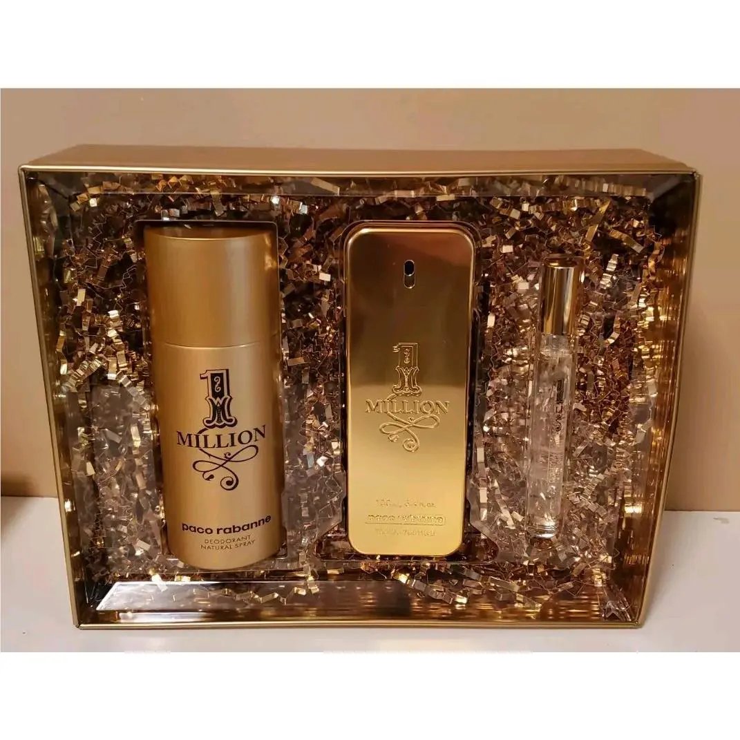 Paco Rabanne Million Eau de Toilette Cologne Deodorant Spray 5.1oz 3 Piece Set