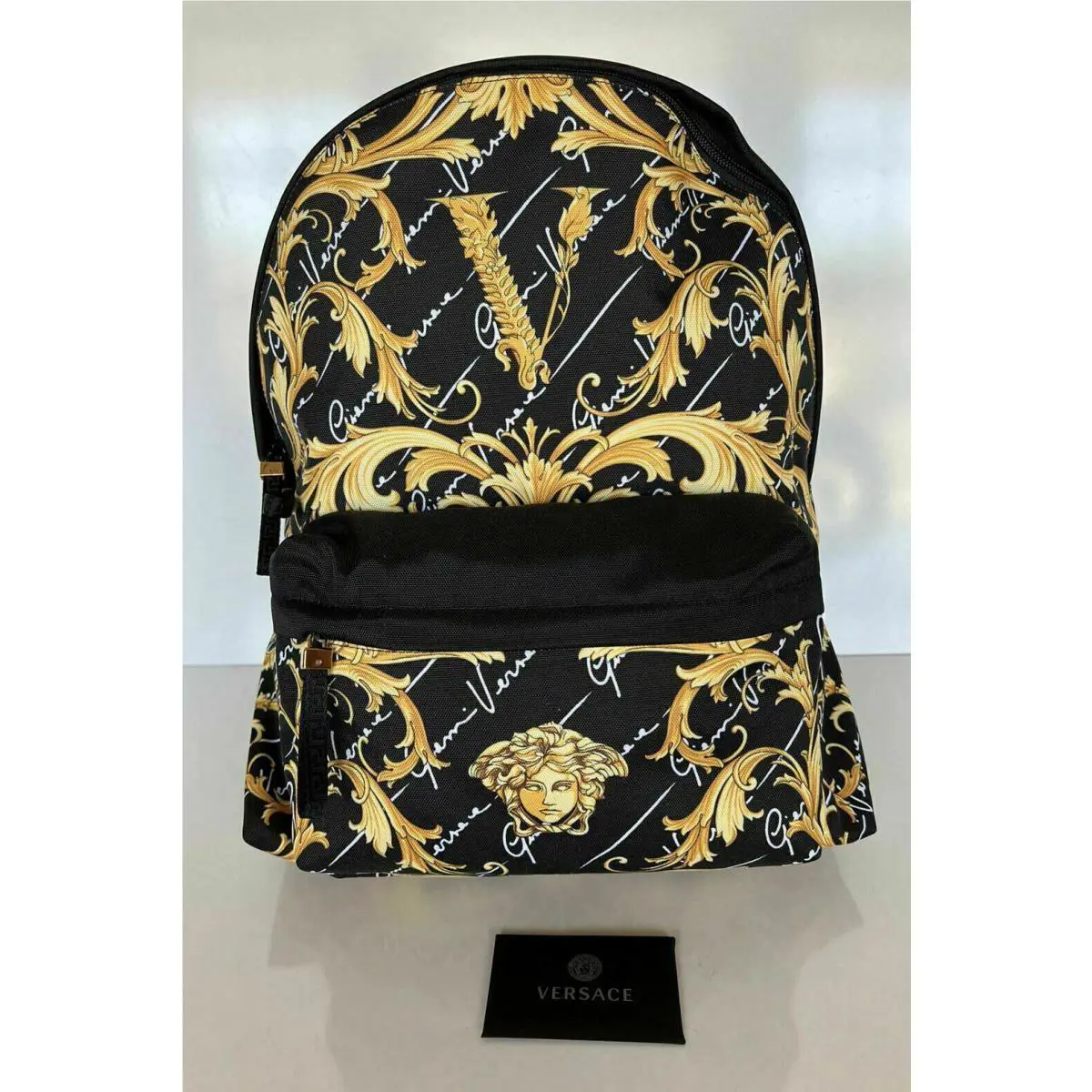 Versace Barocco Signature Printed Nylon Backpack Made in Italy 1002886
