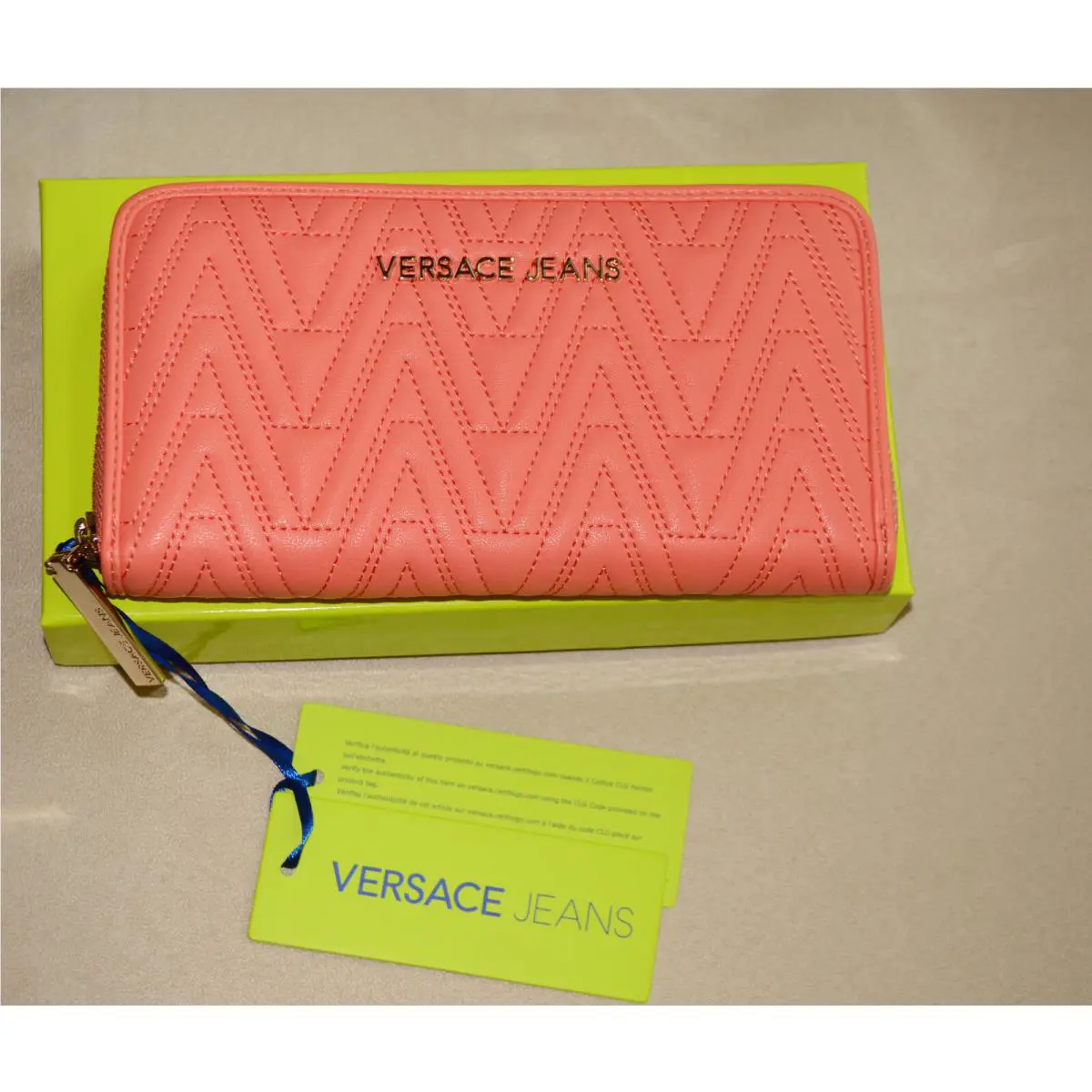 Versace Jeans Salman Pink Quilted Wallet Beautiful Nwtgs