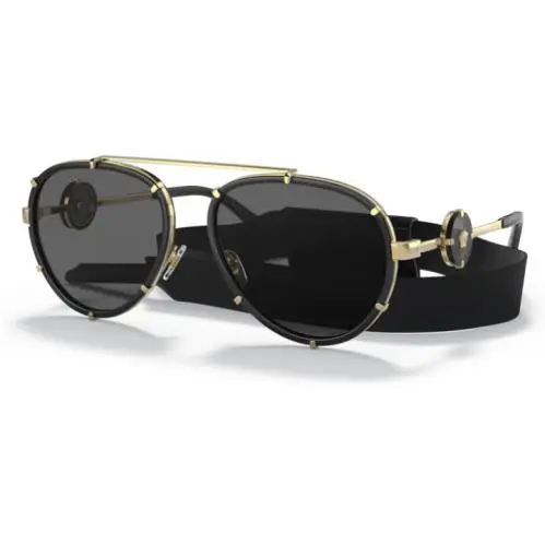 Versace 0VE2232 143887 Black/dark Grey Oval Women`s Sunglasses