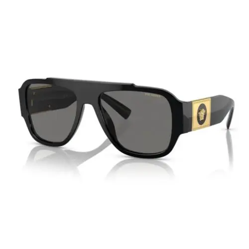 Versace VE 4436U GB1/81 Black Plastic Pillow Sunglasses Grey Polarized Lens