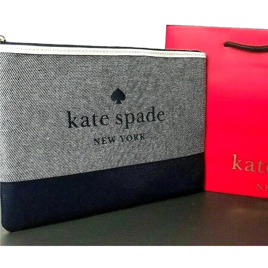 Kate Spade Large Tassel Pouch Ash Street Logo Blazer Blue WLRU5328