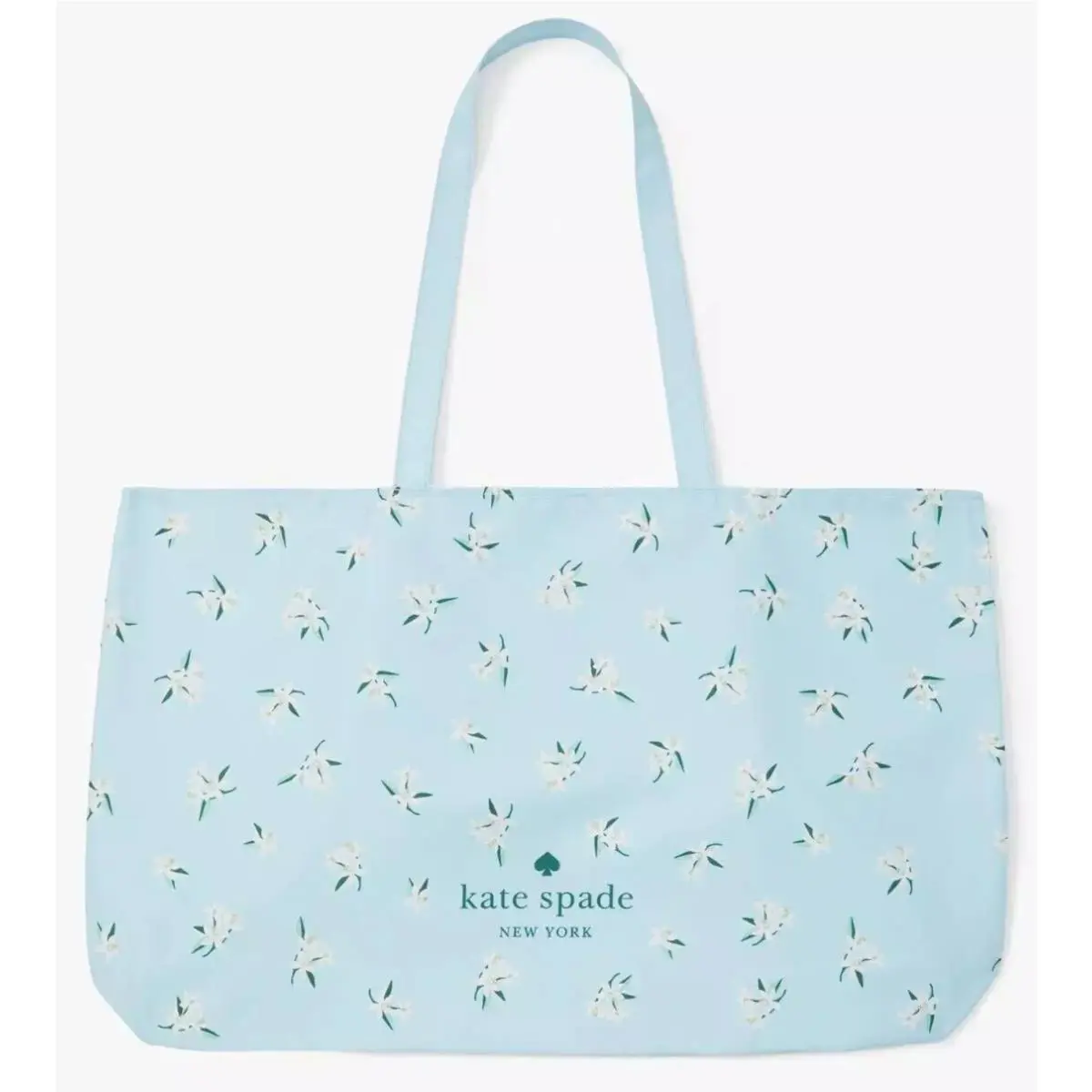 Kate Spade Aquamarine Floral Blossom Large Canvas Tote 22 x 15 Blsmtote F