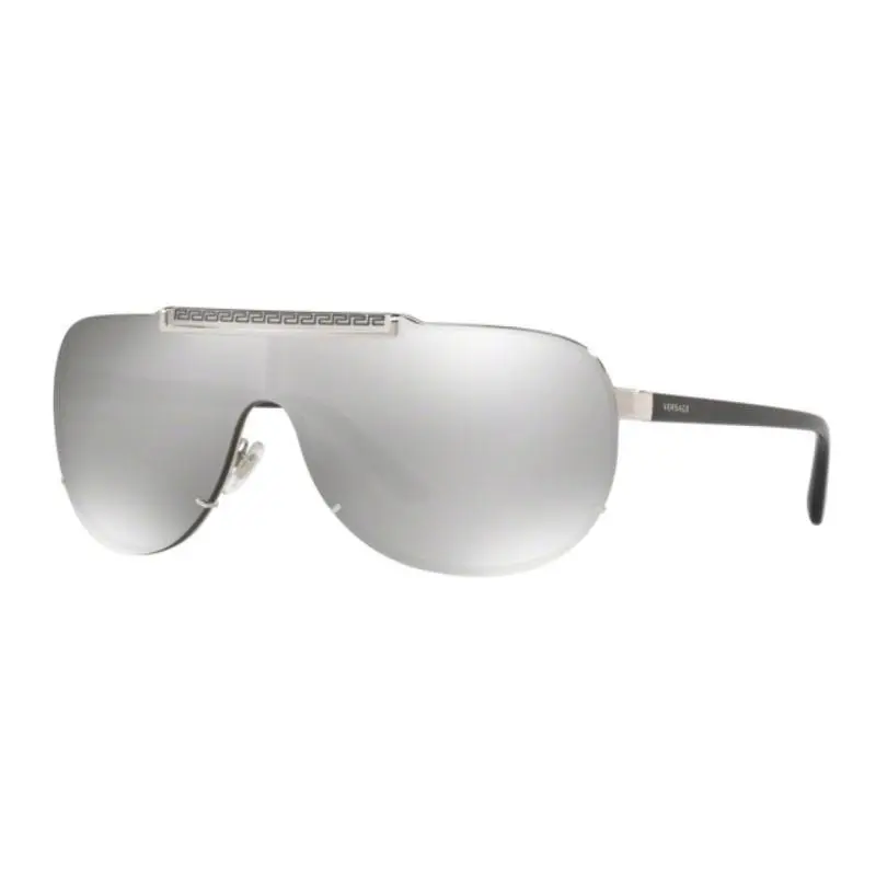VE2140 10006G Sunglasses Men`s Silver/light Grey/silver Mirror Lens 40mm by Versace
