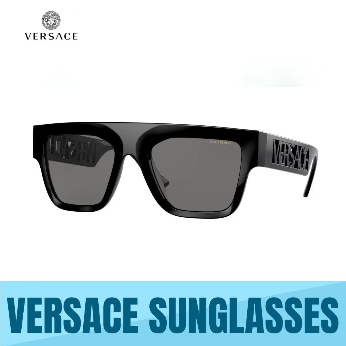 Versace VE4430U GB1/81 Black-polarized Dark Grey Men`s Sunglasses