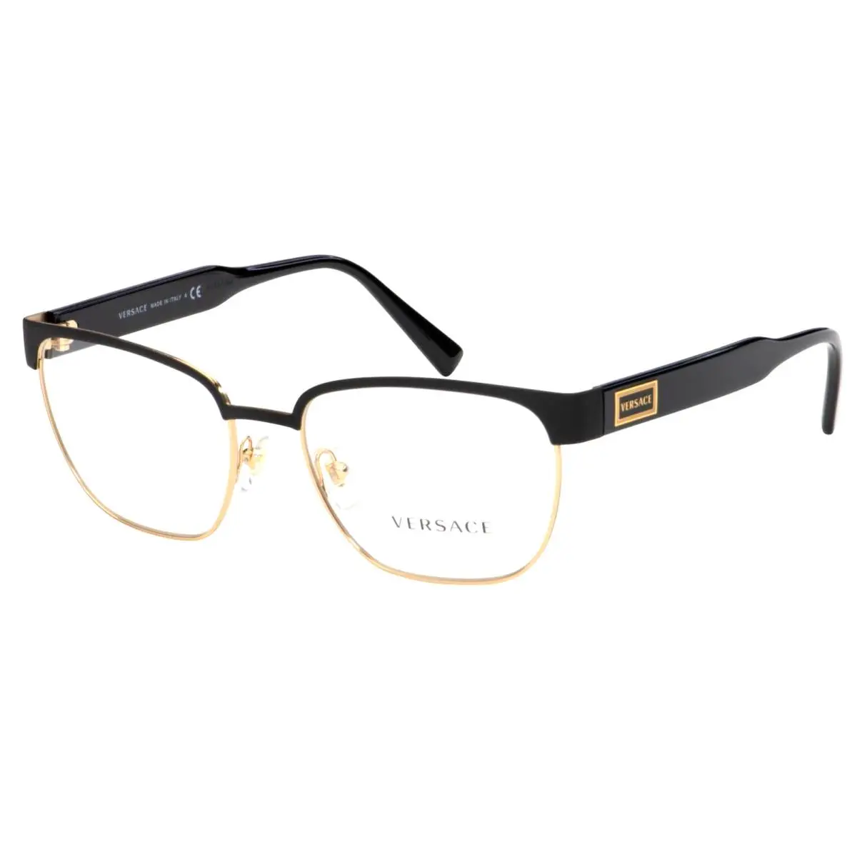 Versace Eyeglasses Mod. 1264 1436 54-18 140 Black Gold Clubmaster Frames - Gold & Black, Frame: Black & Gold, Lens: Demos with Imprint
