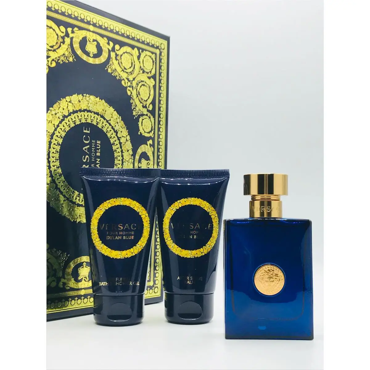 Versace Dylan Blue Men 3pc Set Cologne Spray 1.7 oz After Shave Balm Shower Gel