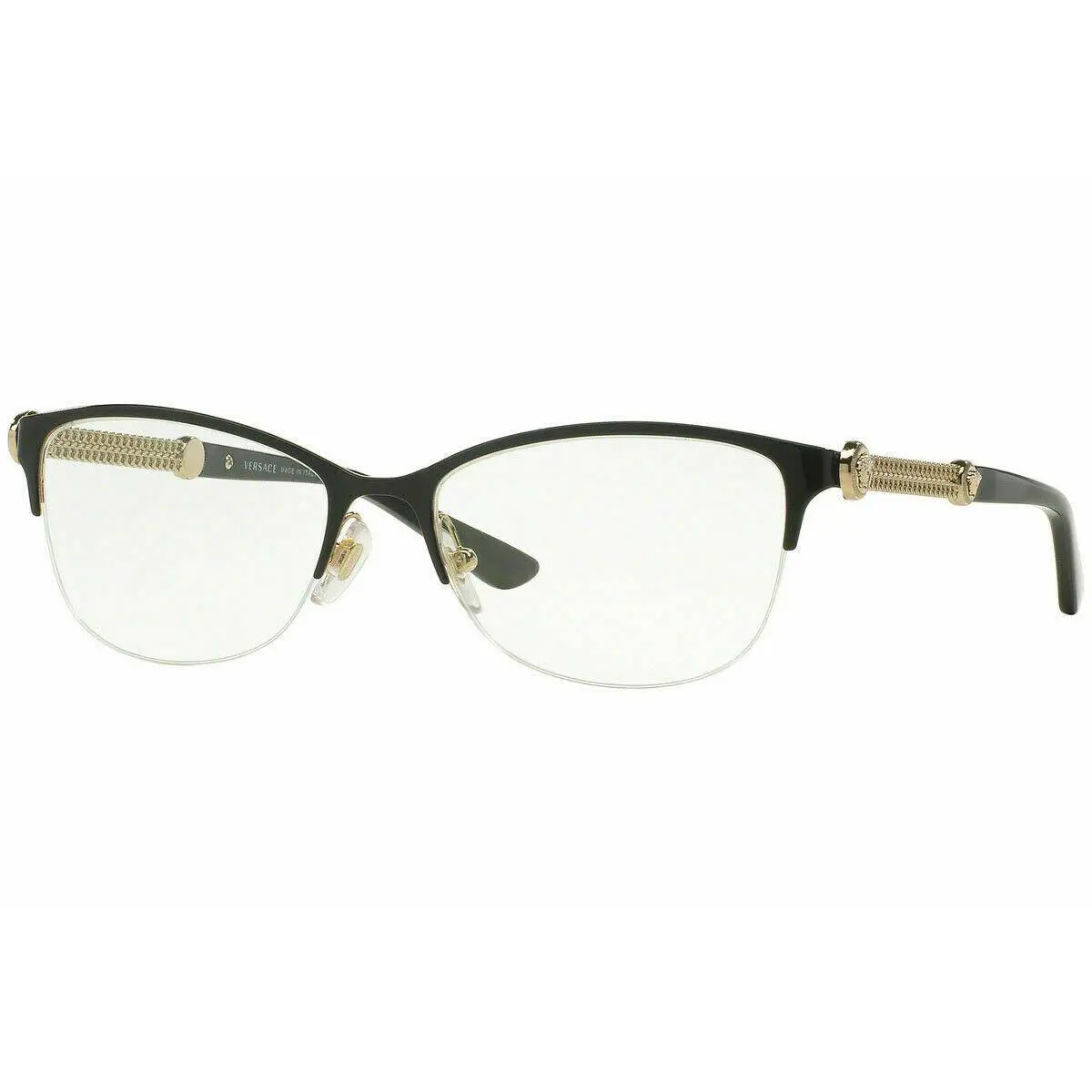 Versace VE1228 1291 Black/gold Women`s Cat Eye Demo Lens Eyeglasses Frame 53-17