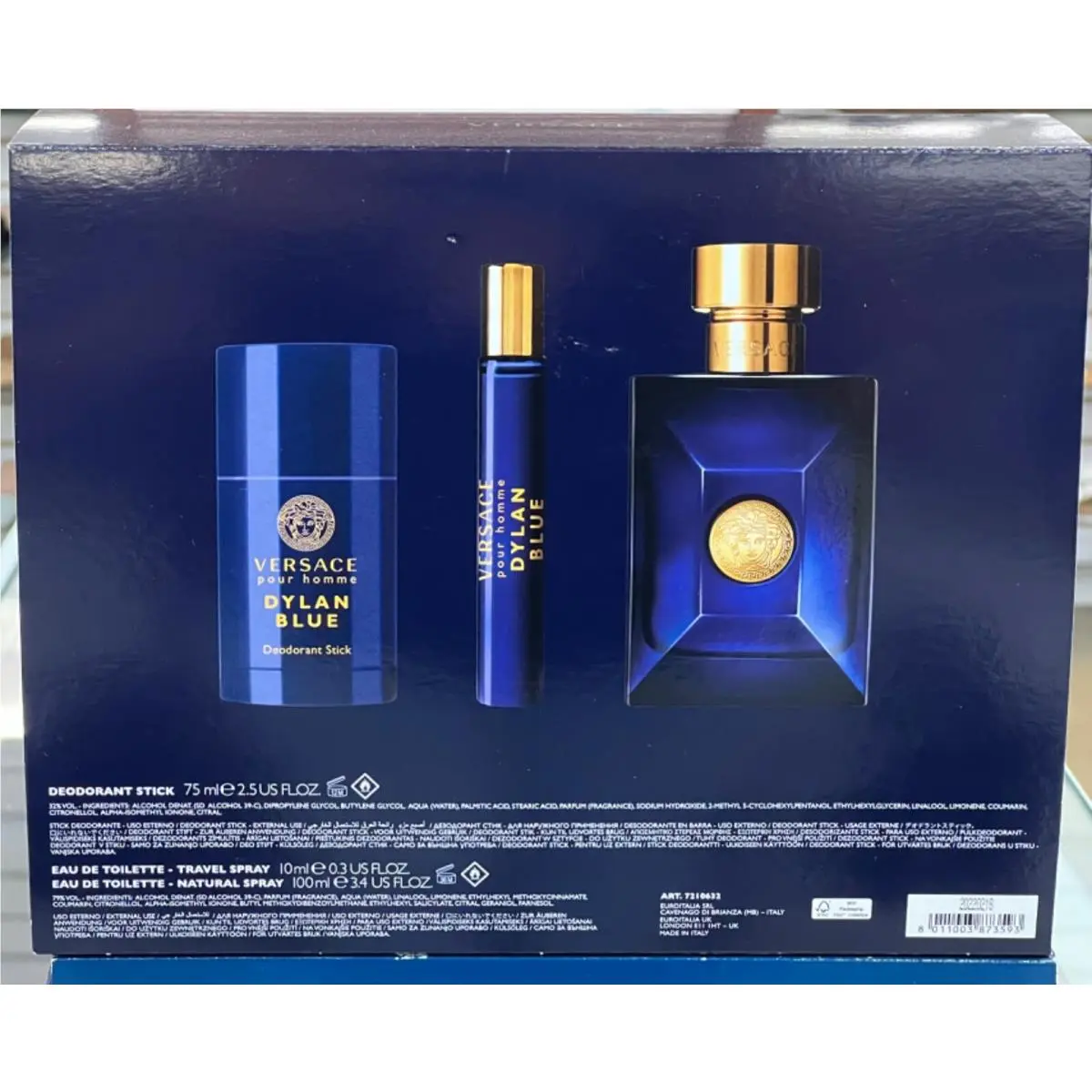 Dylan Blue by Versace Men 3PC Set Edt 3.4oz Spray