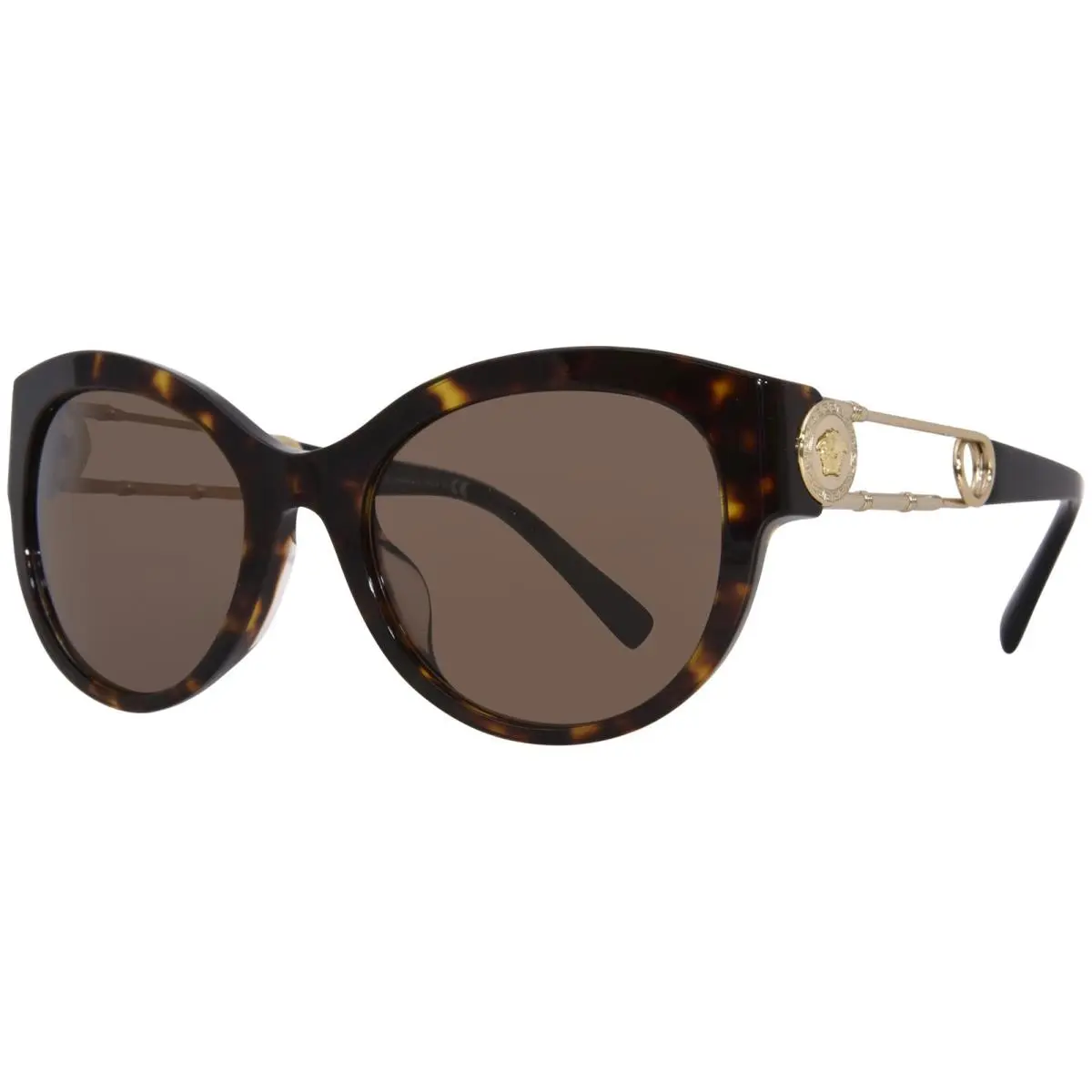 Versace VE4389F 108/73 Sunglasses Women`s Havana/dark Brown Lenses Cat Eye 55-mm