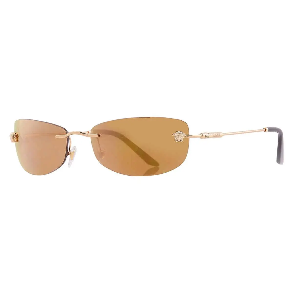 Bronze Mirror Gold Rectangular Men`s Sunglasses VE2279 10027I 60 by Versace