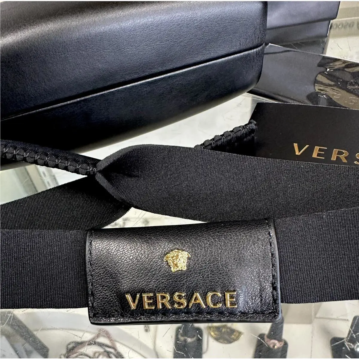 Versace Sunglasses Eyeglasses Strap Holder + Sunglasses Case + Box + Cloth