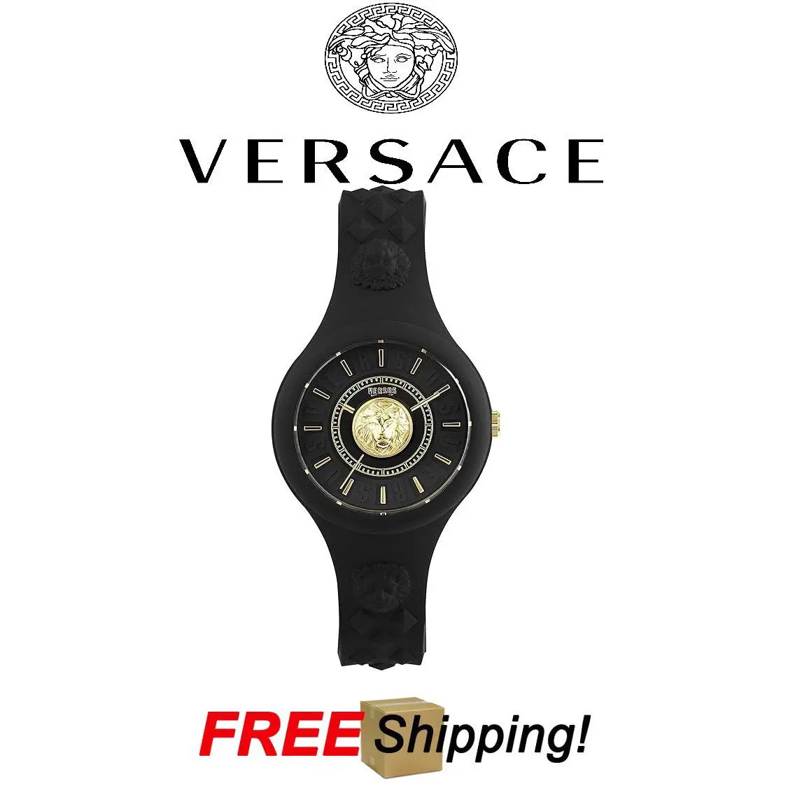 Versace Watch Fire Island Collection Luxury Versus Womens Timepiece 39mm Black