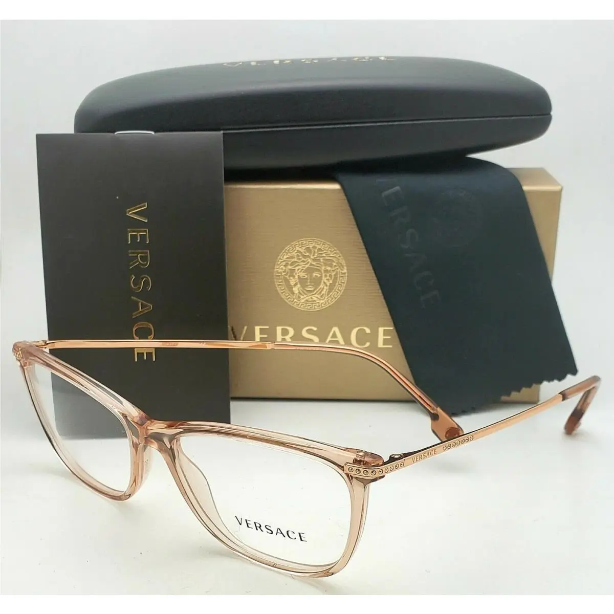 Versace Eyeglasses Mod. 3274-B 5215 54-16 Transparent Brown Frames Crystals